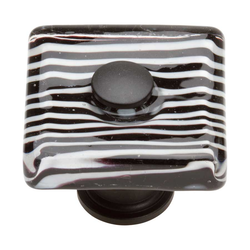 Glass 1-1/2 Inch Diameter Matte Black Cabinet Knob