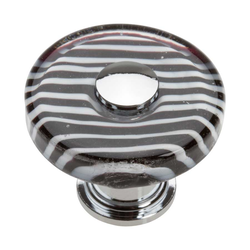 Glass 1-1/2 Inch Diameter Polished Chrome Cabinet Knob