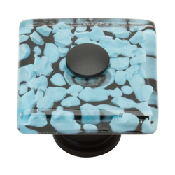 Glass 1-1/2 Inch Diameter Matte Black Cabinet Knob