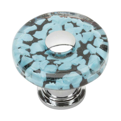 Glass 1-1/2 Inch Diameter Polished Chrome Cabinet Knob
