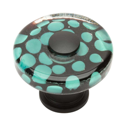 Glass 1-1/2 Inch Diameter Matte Black Cabinet Knob