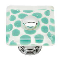 Glass 1-1/2 Inch Diameter Polished Chrome Cabinet Knob