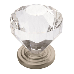 Traditional Classics 1-1/4 Inch Diameter Crystal/Satin Nickel Cabinet Knob