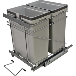 30% OFF 2 x 32 Quart Double Waste Bin Pullout, 15 Inch Width, Silver