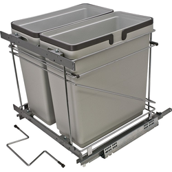 30% OFF 2 x 35 Quart Double Waste Bin Pullout, 21 Inch Width, Silver