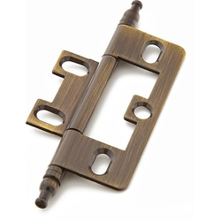 Non-Mortise Hinge with Minaret Tips, Antique Brass