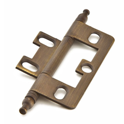 Non-Mortise Hinge with Minaret Tips, Antique Light Brass
