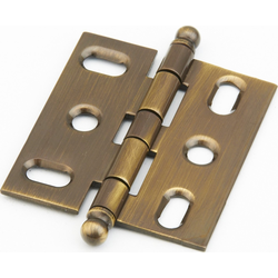 Mortise Hinge with Ball Tips, Antique Brass