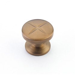 Northport Knob 1-3/8 inch Diameter Brushed Bronze with X Design