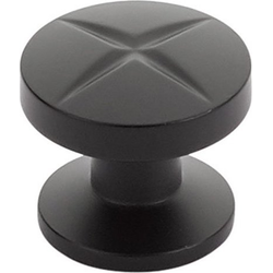 Northport 1-3/8 Inch Diameter Round Matte Black Cabinet Knob with X Design