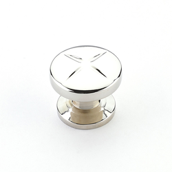 Northport Knob 1-3/8 inch Diameter Polished Nickel with X Design