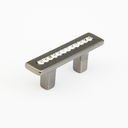 SkyeVale 1-1/4 Inch Center to Center Black Chrome/Crystal Cabinet Pull