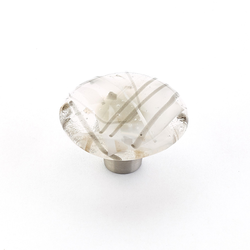 Ice 1-1/2 Inch Diameter White/Grey Confetti Cabinet Knob
