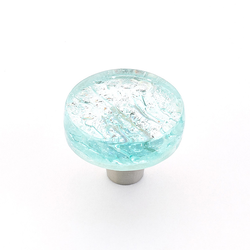 Ice 1-1/2 Inch Diameter Aqua Pearl Cabinet Knob