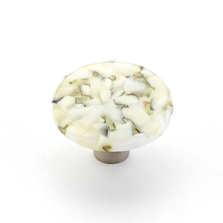 Ice 1-1/2 Inch Diameter White Lace Pebbles Cabinet Knob