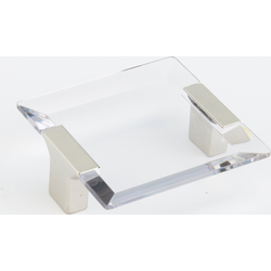 Positano 64 mm Center to Center Satin Nickel/Clear Glass Cabinet Pull