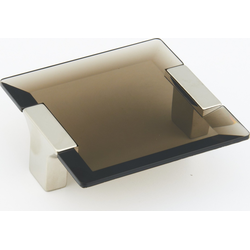 Positano 64 mm Center to Center Satin Nickel/Smoke Glass Cabinet Pull