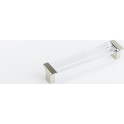 Positano 128 mm Center to Center Satin Nickel/Clear Glass Cabinet Pull