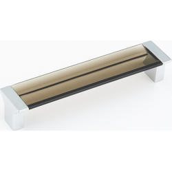 Positano 128 mm Center to Center Satin Nickel/Smoke Glass Cabinet Pull