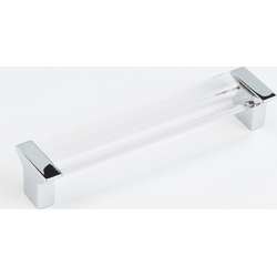 Positano 128 mm Center to Center Polished Chrome/Clear Glass Cabinet Pull