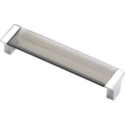 Positano 128 mm Center to Center Polished Chrome/Smoke Glass Cabinet Pull
