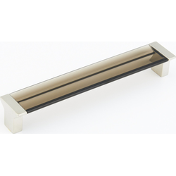 Positano 160 mm Center to Center Satin Nickel/Smoke Glass Cabinet Pull