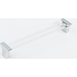 Positano 160 mm Center to Center Polished Chrome/Clear Glass Cabinet Pull
