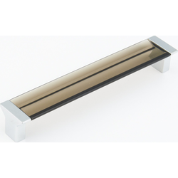 Positano 160 mm Center to Center Polished Chrome/Smoke Glass Cabinet Pull