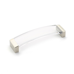Positano 5-1/16 Inch Center to Center Satin Nickel/Clear Cabinet Pull