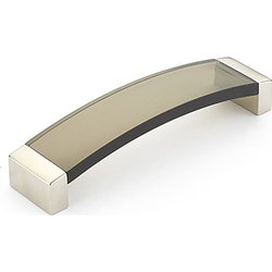 Positano 5-1/16 Inch Center to Center Satin Nickel/Smoke Cabinet Pull