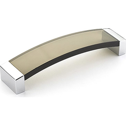 Positano 5-1/16 Inch Center to Center Polished Chrome/Smoke Cabinet Pull