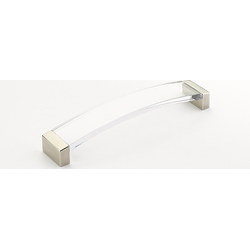 Positano 8-13/16 Inch Center to Center Satin Nickel/Clear Cabinet Pull