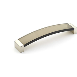 Positano 8-13/16 Inch Center to Center Satin Nickel/Smoke Cabinet Pull