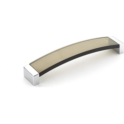 Positano 8-13/16 Inch Center to Center Polished Chrome/Smoke Cabinet Pull