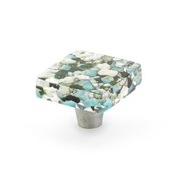 Ice 1-1/2 Inch Diameter Green/Blue Pebbles Cabinet Knob