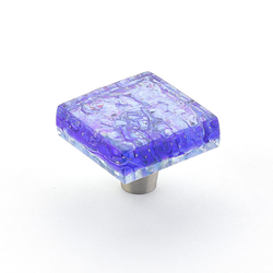 Ice 1-1/2 Inch Diameter Blue Pearl Cabinet Knob