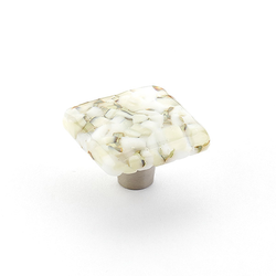 Ice 1-1/2 Inch Diameter White Lace Pebbles Cabinet Knob