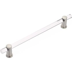Lumiere 12 Inch Center to Center Satin Nickel/Clear Acrylic Appliance Pull