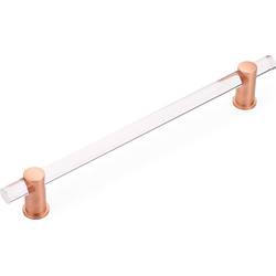 Lumiere 12 Inch Center to Center Brushed Rose Gold/Clear Acrylic Appliance Pull