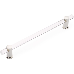 Lumiere 12 Inch Center to Center Polished Nickel/Clear Acrylic Appliance Pull