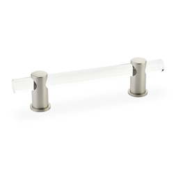 Lumiere Pull 4 inch Center to Center Clear Acrylic and Satin Nickel