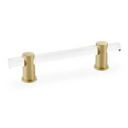 Lumiere Pull 4 inch Center to Center Clear Acrylic and Satin Brass