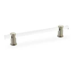 Lumiere Pull 6 inch Center to Center Clear Acrylic and Satin Nickel