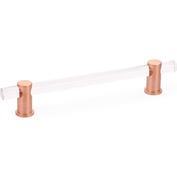Lumiere 6 Inch Center to Center Adjustable Rose Gold/Clear Acrylic Cabinet Pull