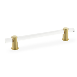 Lumiere Pull 6 inch Center to Center Clear Acrylic and Satin Brass