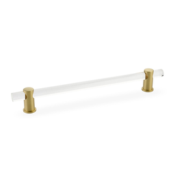 Lumiere Pull 8 inch Center to Center Clear Acrylic and Satin Brass