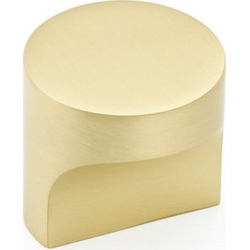 Haniburton 1-1/4 Inch Diameter Round Satin Brass Cabinet T-Knob