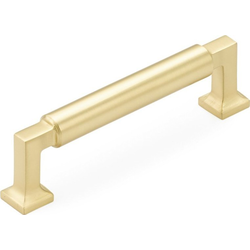 Haniburton 4 Inch Center to Center Satin Brass Cabinet Pull