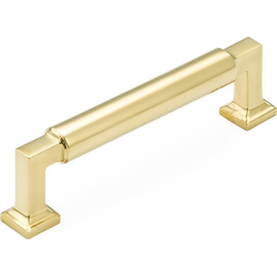 Haniburton 4 Inch Center to Center Unlacquered Brass Cabinet Pull