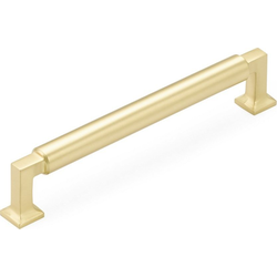 Haniburton 6 Inch Center to Center Satin Brass Cabinet Pull